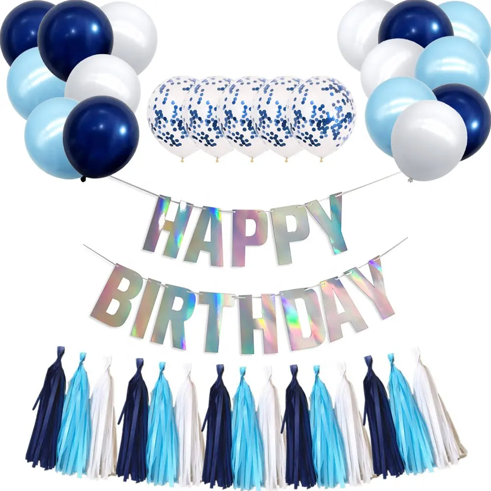 Fabrik Großhandel alles Gute zum Geburtstag Hintergrund Party liefert Macaron Konfetti Ballon Papier Banner Baby Boy Dusche Arrangement