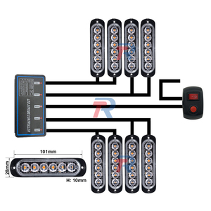8 PCs X <strong>6</strong> <strong>LED</strong> Front Grille Daytime Running Light Retrofit Car 48 <strong>LED</strong> DRL <strong>Kit</strong> With Turn Signal, 16 Strobe Modes, Memory Function - Product Image 1