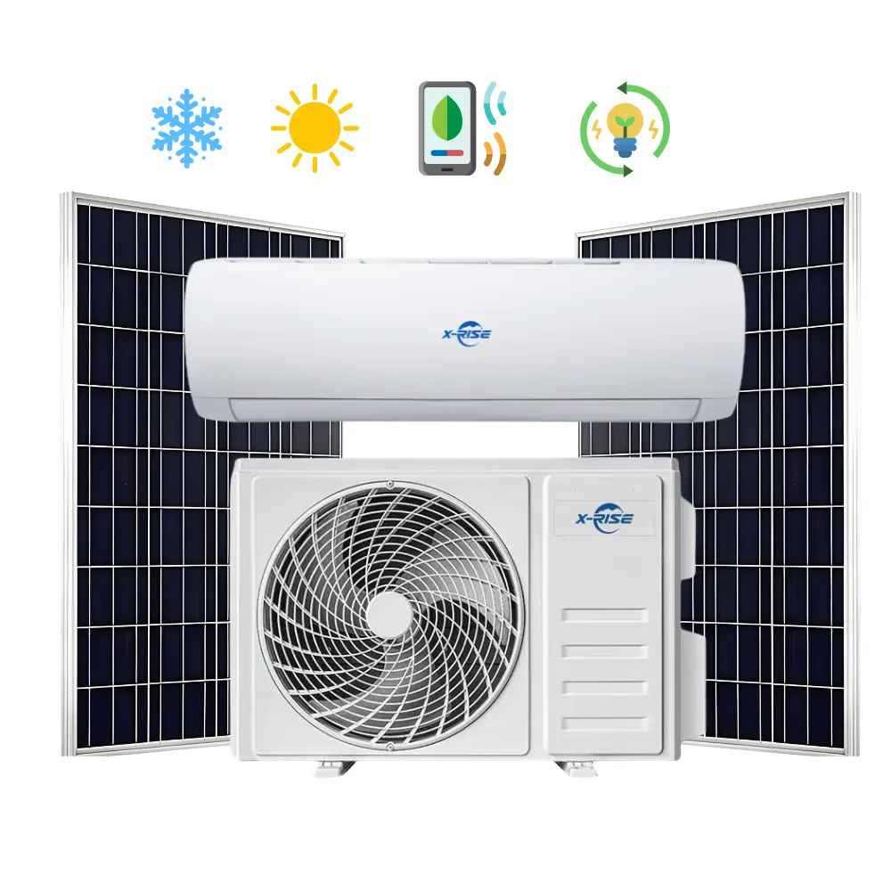 Climatiseur solaire à alimentation hybride CA/CC en variantes 9000BTU 12000BTU 18000BTU 24000BTU