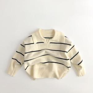Outono Crianças Meninos Manga Longa Camisola Listrada Criança De Malha Pullover Crianças Roupas