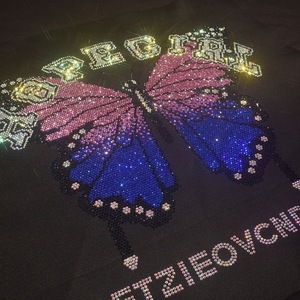 Nuevo patrón de plantilla de diamantes de imitación de mariposa brillante Logotipo de diamantes de imitación Programa de Reparación de diseño de transferencia de calor transferencia de diamantes de imitación - Product Image 2