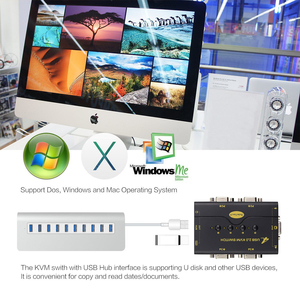 JideTech <strong>4</strong>-Port <strong>KVM</strong> <strong>Switch</strong> with USB VGA Keyboard Mouse Monitor Computer Switcher Adapter Audio &amp; Video Accessory