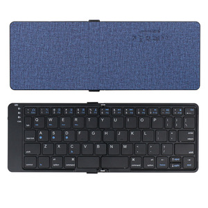 Wireless Portable Folding <strong>Bluetooth</strong> <strong>Keyboard</strong> Foldable BT 5.1 for Cellphone Tablet <strong>with</strong> Protective Leather Cover - Product Image 1