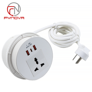 Venta caliente ABS Zócalo de escritorio Multifunción USB Tipo C Salidas ocultas Zócalo de ojal redondo - Product Image 1