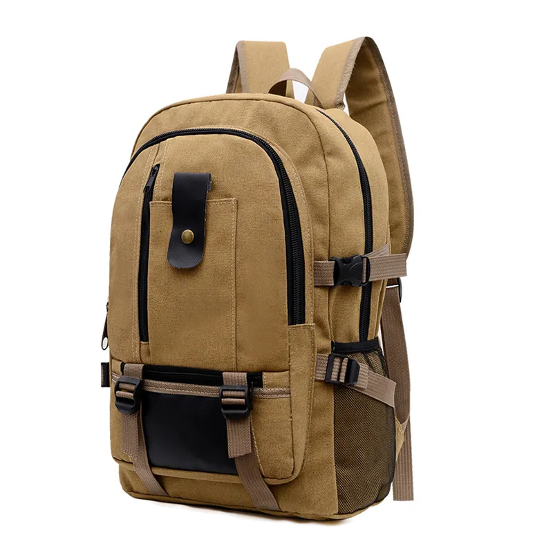 नवीनतम डिजाइन हरे उच्च क्षमता वाले बैकपैक ने शुद्ध कपास कैनवास बैग लड़कों के स्कूल बैग 2023