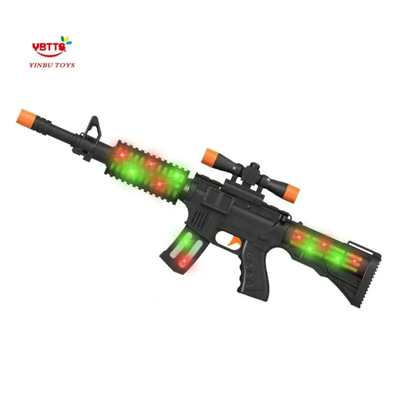 YB mainan pistol Laser elektrik 64 CM, lampu senjata plastik dengan fungsi militer suara, pistol mainan AK untuk anak-anak
