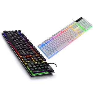 Teclado mecánico para videojuegos con cable USB, 104 teclas con retroiluminación RGB, interruptor de luz arcoíris para PC y ordenador - Product Image 1