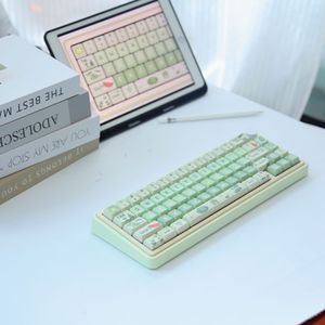 Kit de teclado para juegos de diseño 65% LMK67 RGB teclados inalámbricos tri-modo de intercambio en caliente con perilla multimedia teclados rosas multicolores para niñas - Product Image 5