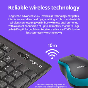 Juego de teclado y mouse inalámbricos Logitech MK275 Juego de Mouse y Teclado inalámbrico de oficina Teclado de tamaño completo para computadora con inalámbrico - Product Image 2