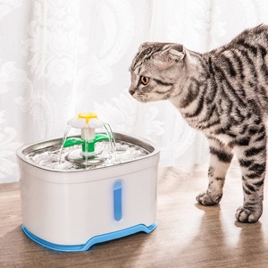 2.5Lペット用ウォーターウォーター,小さな花の形をした水出口猫噴水フィルターコア付きステンレススチールフィーダー付き - Product Image 1