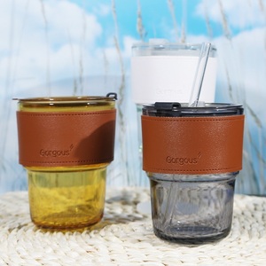 Personalized 400ml Glass <strong>Cups</strong> With Straw: Classic Reusable Design - Display Your Brand With Elegance - Product Image 2