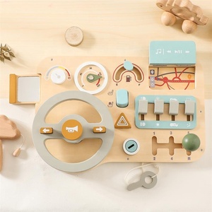 Montessori Early <strong>Learning</strong> Educational Toys 1-3 Years Fine Motor Car Steering Wheel <strong>Teaching</strong> Aids Wooden Busy Box Board Kids - Product Image 1