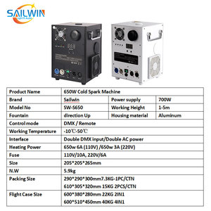 Nhiệm vụ miễn phí Tây Ban Nha kho nhôm vỏ Trắng 650W Mini Máy tia lửa lạnh với trường hợp chuyến bay 1-5m pháo hoa sparkular cho bữa tiệc - Product Image 3