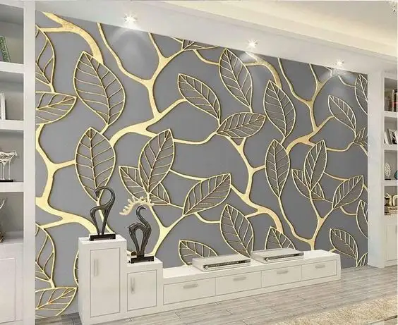 Golden leaf Luxury Hotel Laser Cut Screens Room Divider metal screen