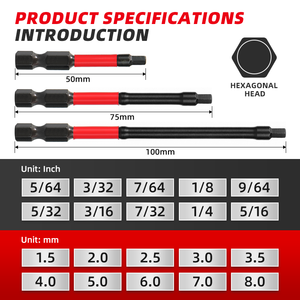 Sechskant-Inbusschlüssel-Bohrerset, Metrische Allen-Elektro-Sechskant-Bits, Schraubendreher-Steckschlüssel, Elektrowerkzeug-Zubehör - Product Image 3