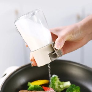 Ölçülebilir tuzluk 100ml basın tipi kontrol boş geri dönüşümlü cam tuz çeşni şişesi mutfak kantitatif tuz kavanozu - Product Image 5