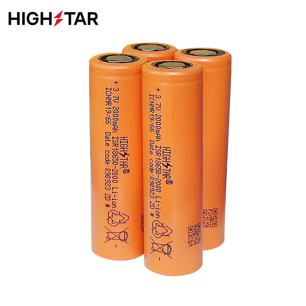 HIGHSTAR lithium ion battery High Capacity Rechargeable 3.7v 2000mah18650 li-ion cell for Power Tools