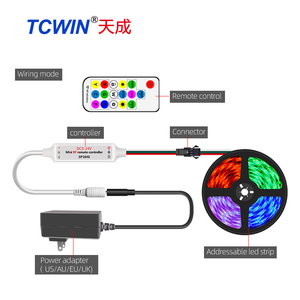 Tcwin adresli 5050 RGB şerit <span class=keywords><strong>Led</strong></span> kiti 12V BT APP müzik IR 40 tuşları uzaktan kumanda su geçirmez IP65 150pcs 5 m/takım