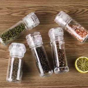 Kitchen Manual Empty Clear 100ml Glass <strong>Spice</strong> Salt Pepper <strong>Grinders</strong> <strong>Jar</strong> with Plastic Lids for <strong>Spice</strong> and Salt - Product Image 3