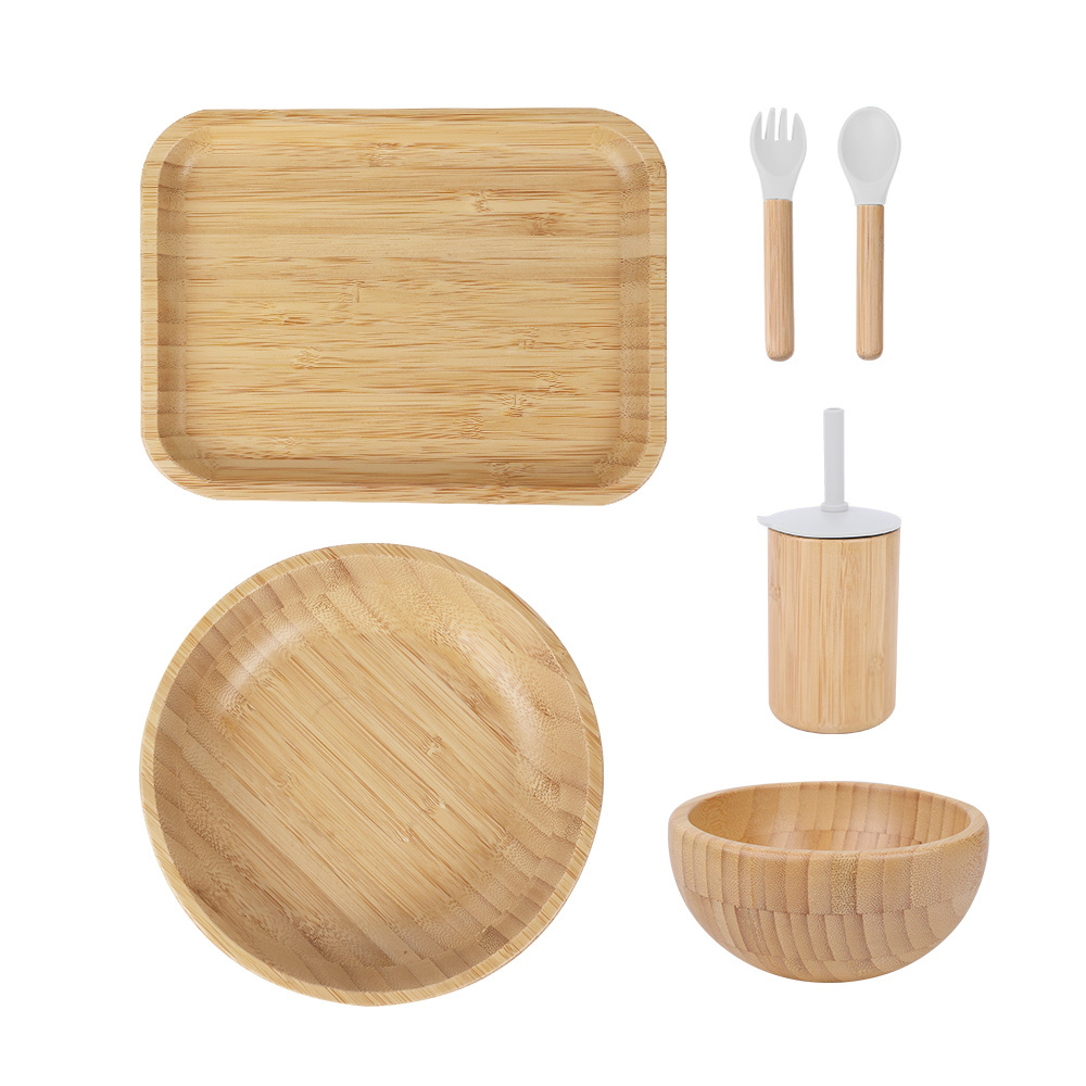 grey silicone bamboo set