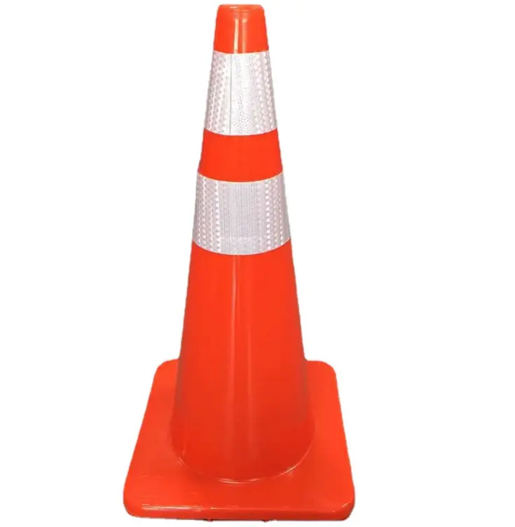Couleur rouge 70cm avertissement de sécurité cône de construction de trafic routier en PVC réfléchissant