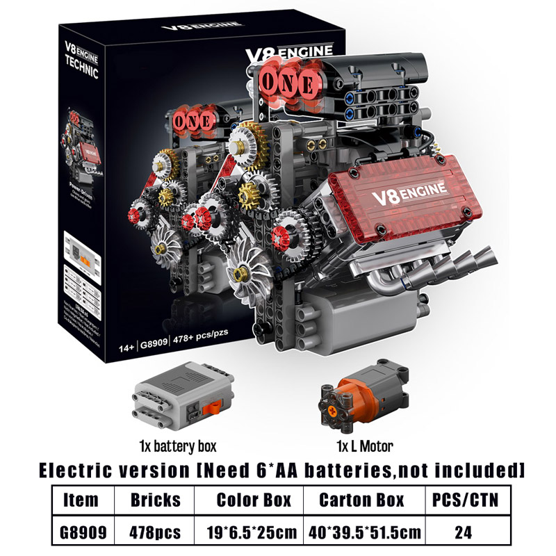 G8909 - Bloques de Construcción de Motor V8 Eléctrico Americano
