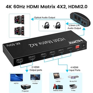 Xput Hochwertiger HDMI 4K 60Hz Matrix 4x2 HDMI 2.0 Matrix HDMI Switch Splitter 4x2 für Heimkino system