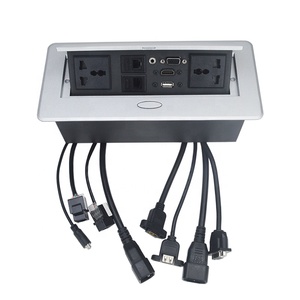 Multimedia Conference Tabletop Cable <strong>Connection</strong> Pop up Socket with Vga Rj45 Usb /office Desk Mounted Push <strong>Type</strong> Pop up Socket Ce - Product Image 1
