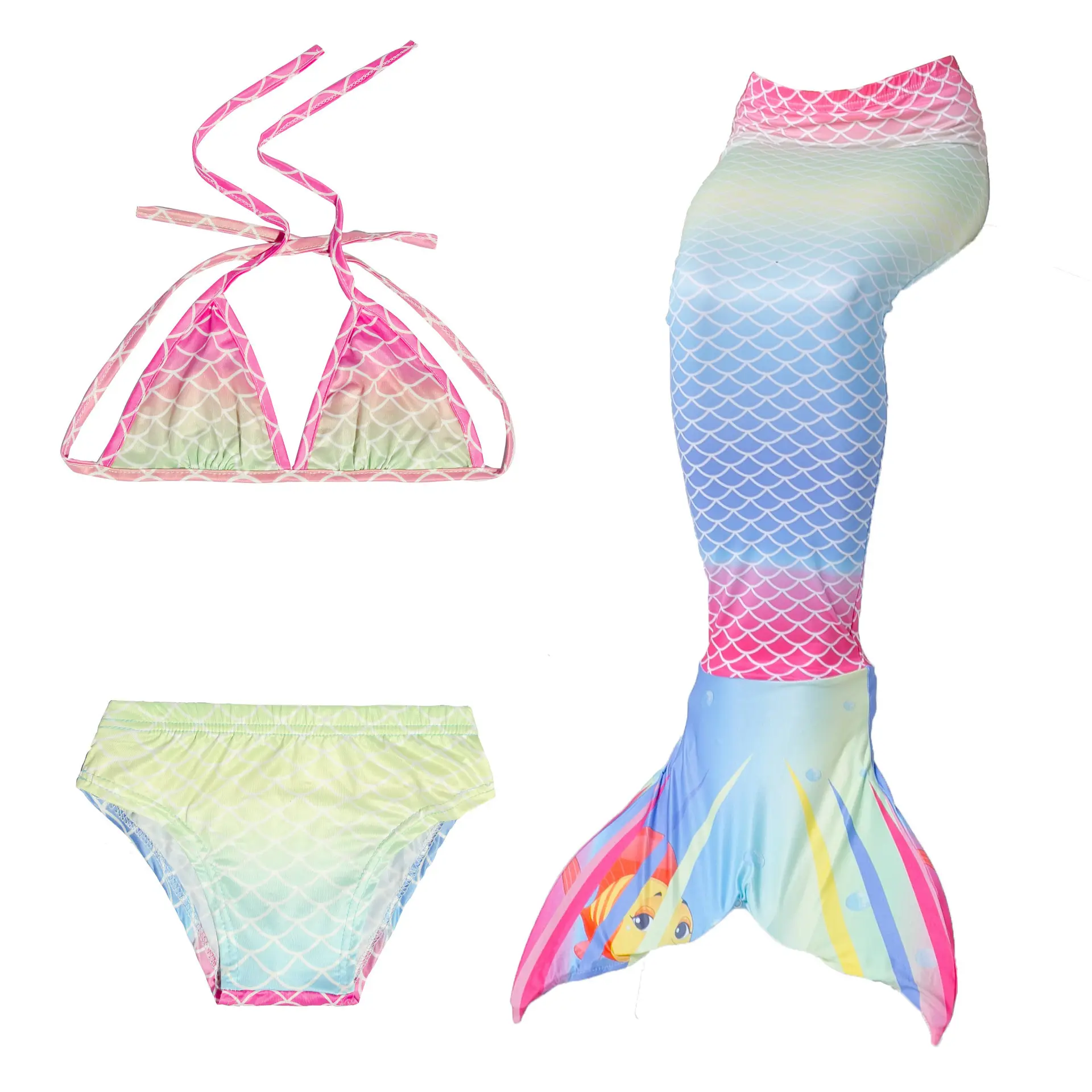 الجملة حار بيع جديد أنماط ثلاثة قطعة حورية البحر ملابس السباحة عالية الجودة الطباعة cospaly ملابس سباحة للأطفال