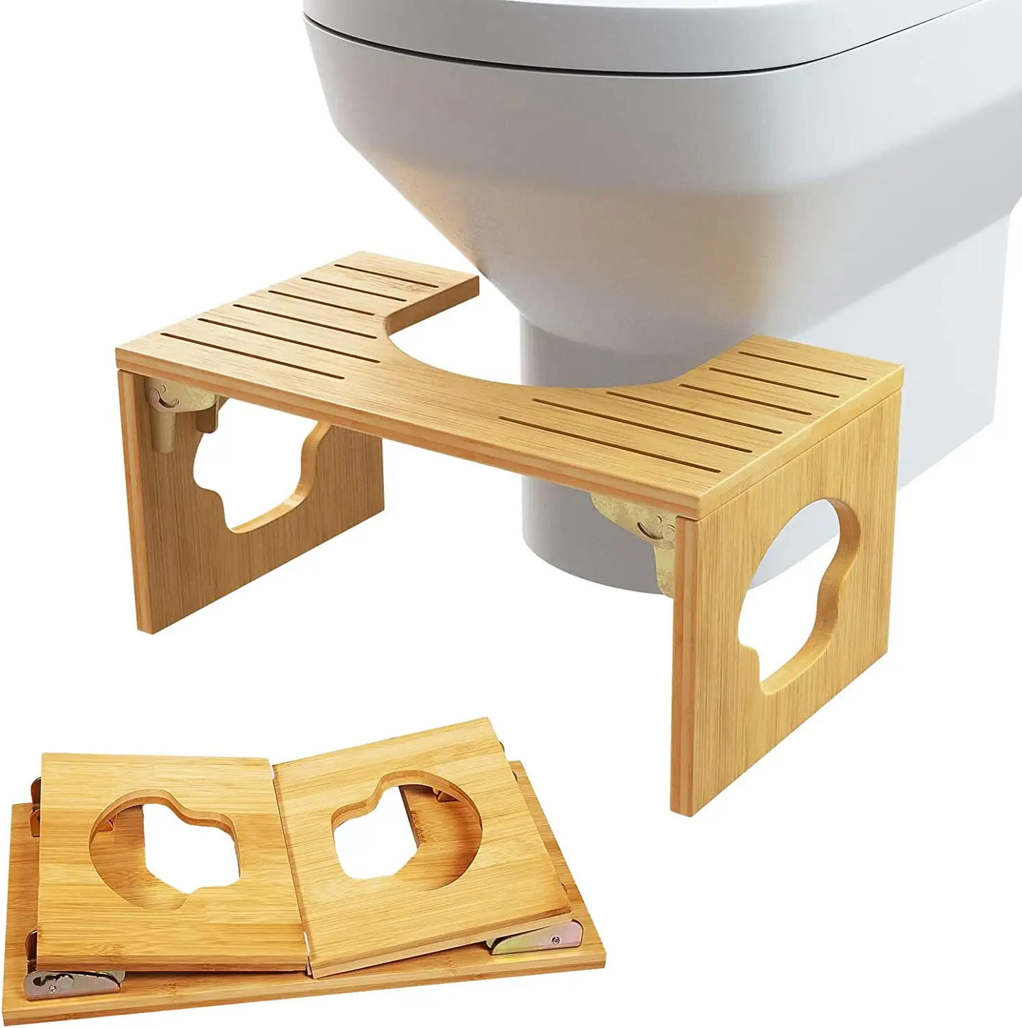 Taburete de bambú plegable para adultos, taburete de baño antideslizante, para excrementos