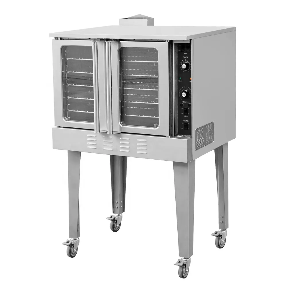 Horno de convección de gas y pizza, aparato de cocina desmontable con puerta de cristal y espejo