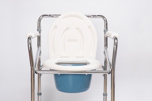 3-in-1スチール製折りたたみ式ベッドサイド便器、トイレ用便器チェアは高さ調節可能