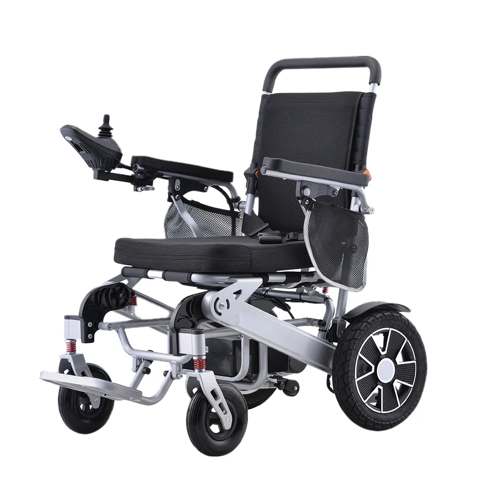 Cadeira de rodas elétrica de liga de alumínio motorizada J&J Mobility Factory, equipamento de reabilitação para pessoas com deficiência, design dobrável