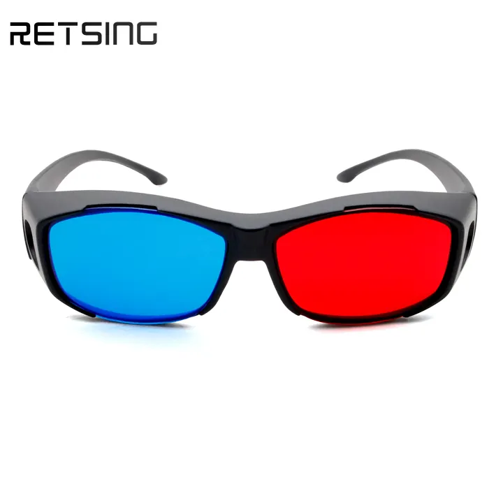 Gafas de plástico con imagen 3D, lentes de plástico rojo y azul