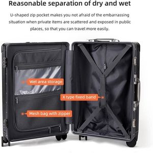 Maleta Automtica <strong>Carryon</strong> Luggage With Laptop Compartment Trolley Bag Removable Wheels Aluminum Passport Holder <strong>TSA</strong> Suitcase - Product Image 4