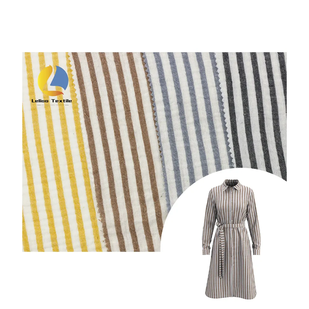 Hot bán 100cotton màu xám sọc bọc vải với nếp nhăn thích hợp cho quần áo