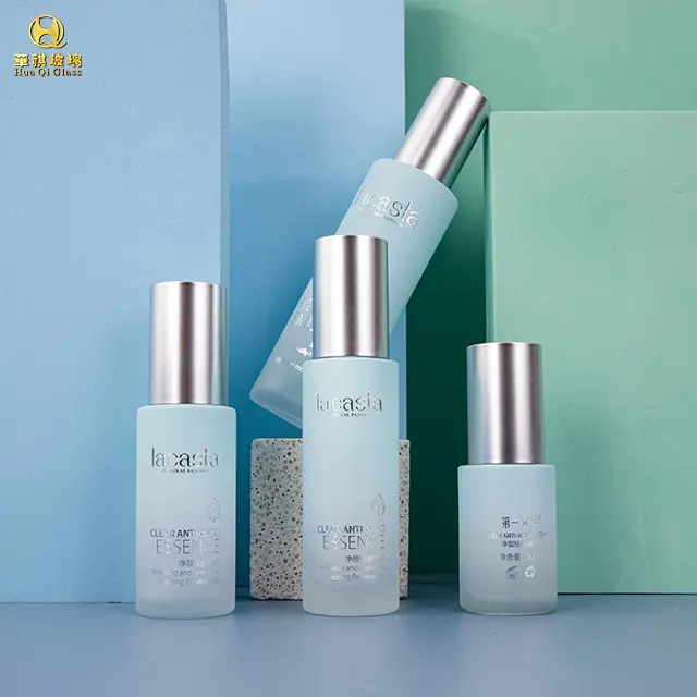 Envase cosmético personalizado, botella para el cuidado de la piel, loción de lujo, botella con bomba de vidrio, embalaje para cosméticos