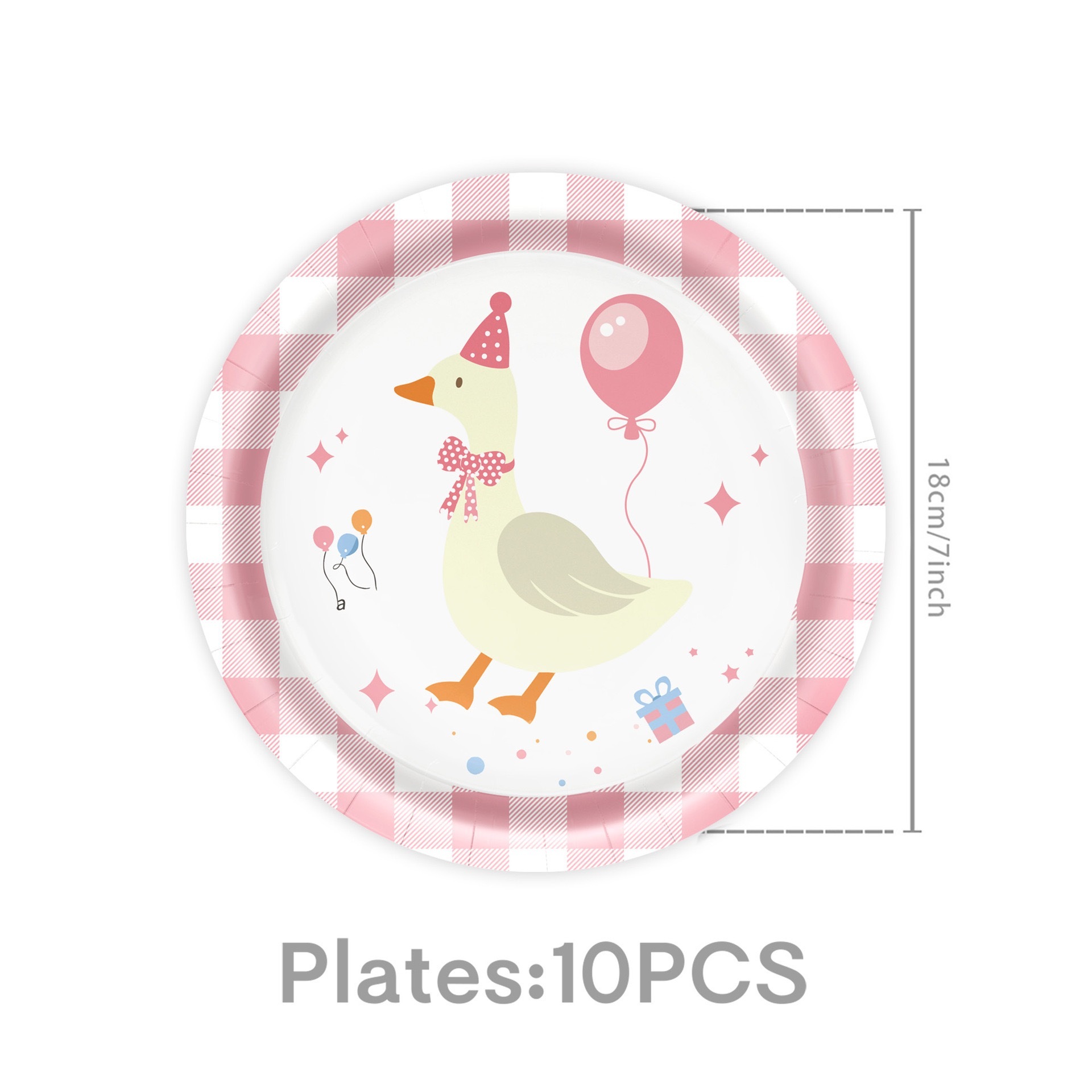 Assiette en papier rose 7 pouces 10pcs