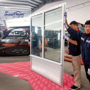 Two Panel Modern Functionality and Design Double Glass Aluminum <strong>Window</strong> with Integrated Louvre Vent - Product Image 2