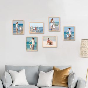 <strong>8x10</strong> Oak Solid Wood Picture <strong>Frame</strong> <strong>4</strong>-Piece Set Real Glass Painting Surface Iron Metal Customizable 'Love' Tabletop Home Decor&quot; - Product Image 1