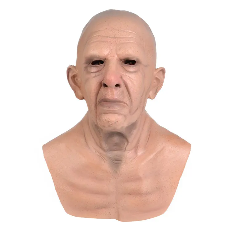 Humano real látex facial rosto todo Horror halloween personalizado máscara de velho