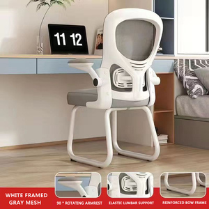 Silla de ordenador de tela de malla con diseño de lazo de cuero, función de masaje para oficina, ingeniería, estudiante, aprendizaje, silla de escritorio para juegos - Product Image 4
