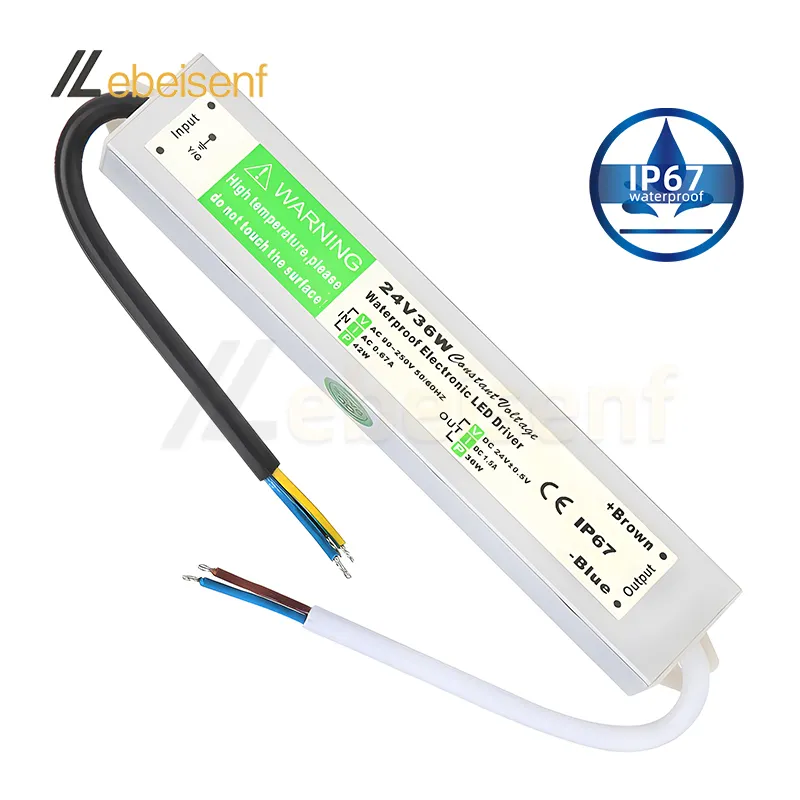 Nuevo al aire libre 90-250V AC a DC 24V 36W 1.5A transformador IP67 impermeable electrónico LED controlador adaptador Modo de conmutación fuente de alimentación