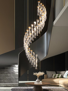 Modern Luxury <strong>LED</strong> Ceiling Lamp Acrylic Light Guide Pendant Stainless Steel Top Plate Living Room Hall Villa Long Stair Lighting - Product Image 3