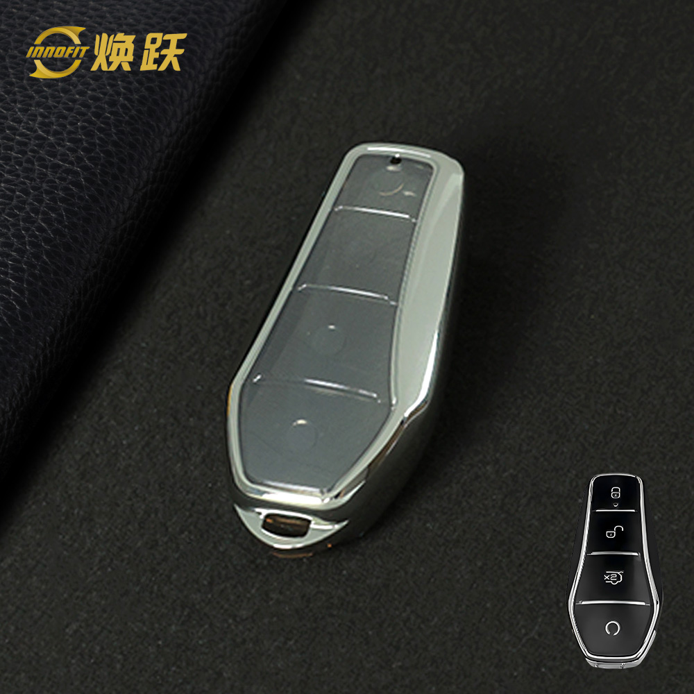 BYD1T1-Bouton transparent blanc-Placage argent
