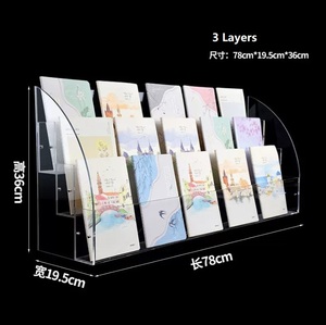 Stationery Store 3 Layers Storage Organizer Countertop Acrylic <strong>Step</strong> <strong>Display</strong> Stand for Greeting Card - Product Image 2
