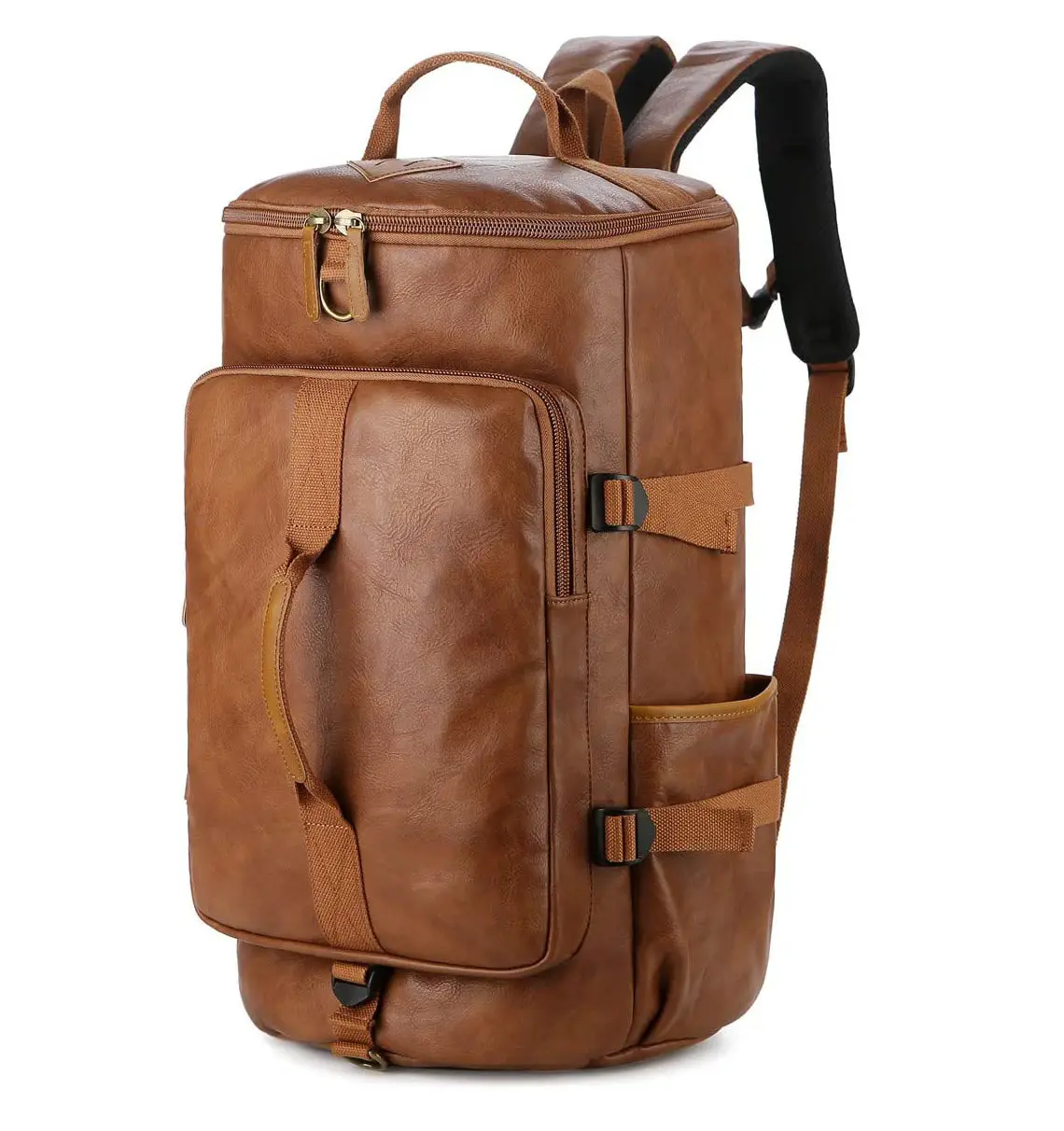 3-1 Stilvolle Leder Herren Weekender Travel Duffel Einkaufstasche Rucksack Travel Wander rucksack Overnight Bag
