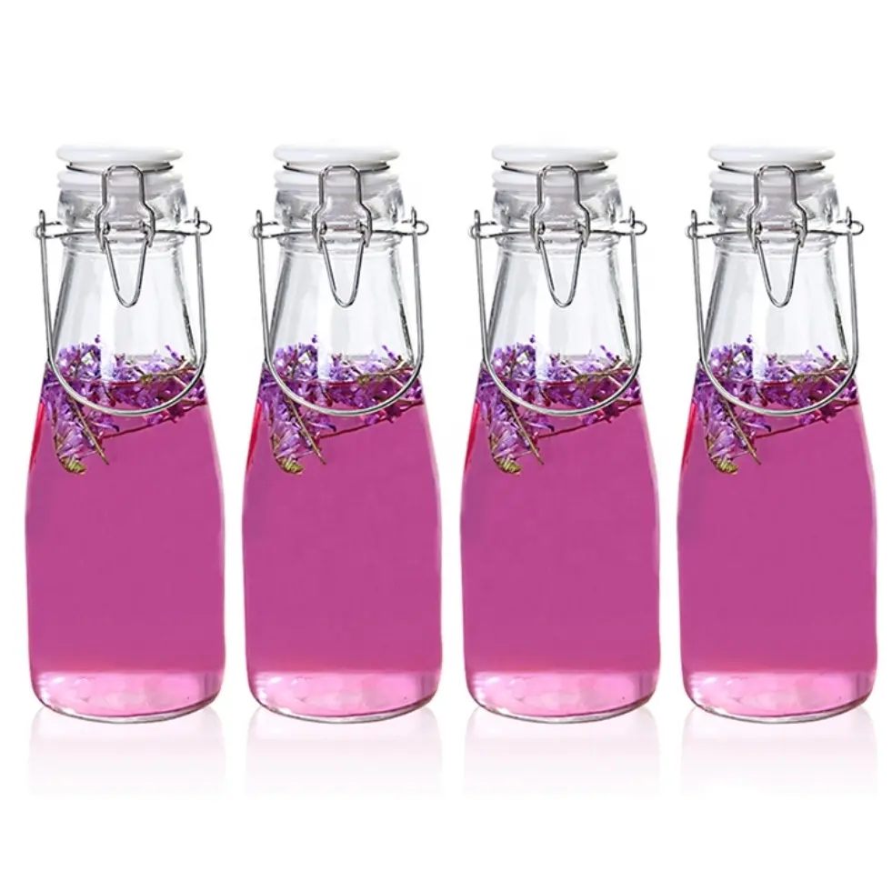 Bottiglia ermetica del contenitore di fermentazione del succo di vetro della bevanda trasparente di promozione con acciaio inossidabile