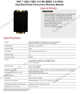 Compex WLTB7002E25 DualBand 802.11BE 2x2 MU-MIMO Wireless QCN6224/6274/QCN9274-I module 2,4 + 5GHz Frequenz bereich - Product Image 4