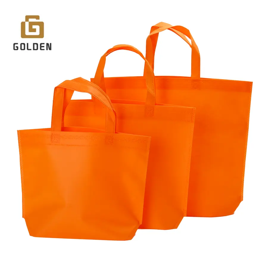 Bolsas ecológicas impresas no tejidas recicladas ecológicas con logotipo estampado personalizado dorado para supermercado, bolsa de compras no tejida reutilizable